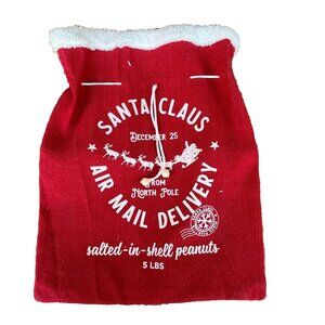 Red & White Burlap Sherpa-Trim Santa Claus Holiday Christmas Bag Decor 15" x 19"